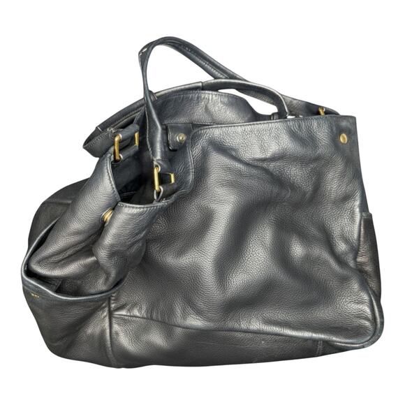 Yves Saint Laurent Handbags - Yves Saint Laurent Vintage Black Textured Leather Downtown Tote Bag